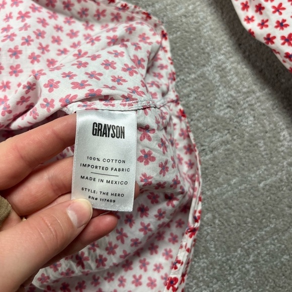 Grayson The Hero Red Button Down Collard Casual Long Sleeve Shirt Size 4 - Picture 6 of 8